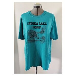 VTG Jerzees Sz L Patoka Lake Indiana Vacation Graphic Tee Hiking Camping